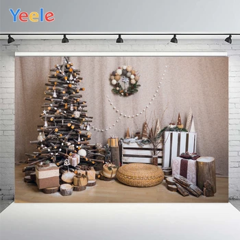 Коледни подаръци Yeele и цветни светлини Снимка фон Фотофон дърво снимки декори за украса Индивидуален размер