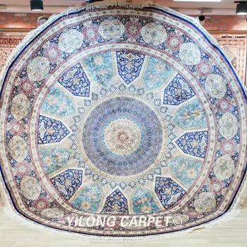 Копринен ръчно изработени килими с медальон с размер 12x12 инча, луксозна кръгла подложка за дома (TJ138A)