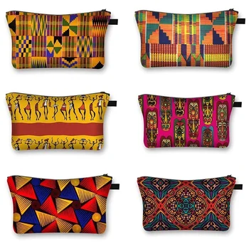 Косметичка с Принтом Африкански Жени, Афро-Дамска Чанта За Грим, Модни Косметичка За Момичета, Преносими Чанти За Съхранение на Червило за Пътуване