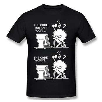 Креативен Забавен Програмен Код Работи, Защо Тениска С Принтом Мем Camiseta Hombre Операционна Система Linux Модни Градинска Облекло За Подарък