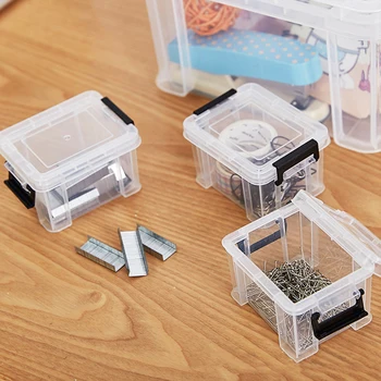 Креативен Мини-Прозрачна Кутия За Съхранение Пластмаса Бяла Малки Неща, Кутия За Съхранение На Играчки, Авто Кутия За Съхранение На Домашна Употреба, Мини-Органайзер С Ключалка