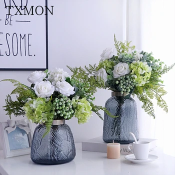 Лесен луксозен цвете, определени в скандинавски стил, симулиращ изкуствени цветя, Украса за дома на масата, с Букет от сухи рози, подреждане на Цветя