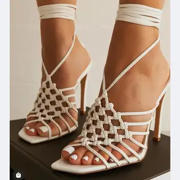 Летни дамски сандали улични модерни ежедневни прозрачни сандали на равна подметка, дишащи дамски сандали-чехли с отворени пръсти, Feminina