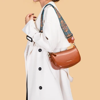 Луксозна дамска чанта, изработена от 100% волска кожа, Модерна чанта през рамо, 2023брендовое масло, восък, естествена Кожа, дамски портфейл с голям капацитет