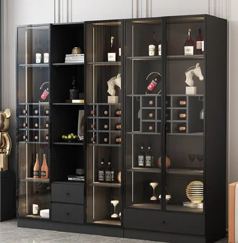 Луксозни вино кабинет, хол, битова чай шкаф в стената, италиански минималистичен стъклена врата на шкаф-витрина