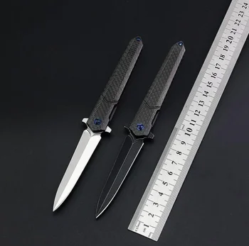 Малък джобен сгъваем нож Excalibur M390 с острие от Въглеродни Влакна, дръжка за Къмпинг, Инструмент за Оцеляване на Лов, тактически Риболовни Ножове