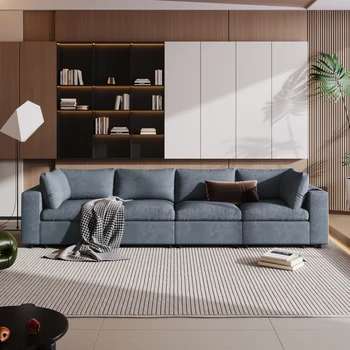 Мек модулен диван с USB порта за зареждане, безжично зареждане и вграден Bluetooth-високоговорител в подлокотнике, Секционни диван