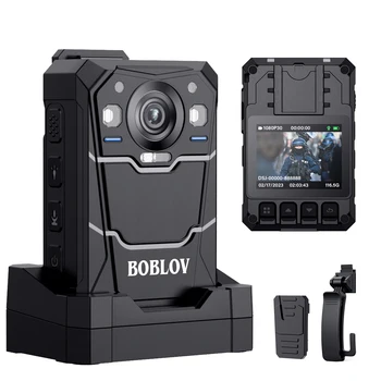 Мини GPS-камера BOBLOV B4K3 4000 mah 13 часа запис на Камера за носене на тялото с зарядно устройство, зарядно устройство 48 Mp Малка камера Police IP68