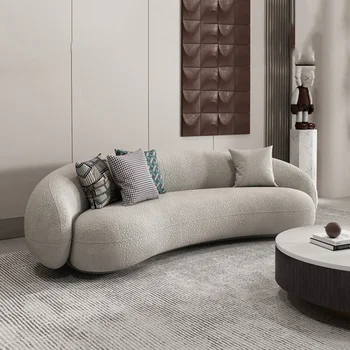 Минималистични диван от поролоновой гъба, 3-местен диван за хол, с модерен извит диван, Бял пол, Меки Модулни ергономични мебели Divani Bedhome