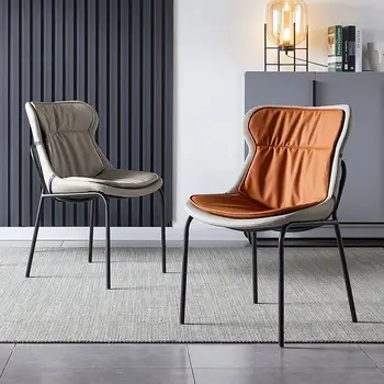 Модерни минималистичные метални трапезни столове за хранене в скандинавски стил, лека луксозно обзавеждане за хол, стол с облегалка