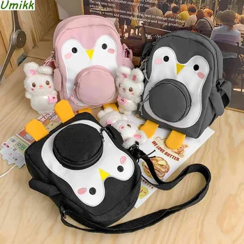 Модни чанти 2023, женствена чанта с анимационни Пингвин, скъпа чанта-месинджър, клатч, Кавайная найлонова чанта, чанта през рамо за сладки момичета