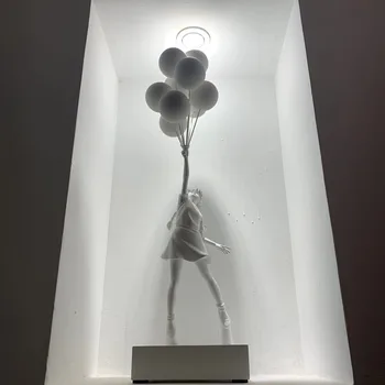 Момиче с въздушно топка, Изцеляваща Украса, Скулптура, летящи Балони, Подаръци за Момичета ins