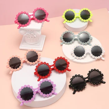 Момичета превръзка на главата детски слънчеви очила карикатура детски играчки, ръчно изработени лък найлон детски шапки слънчоглед очила снимки подпори на нова