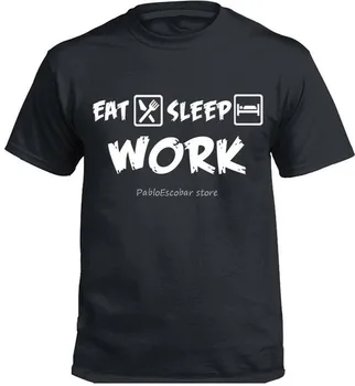 мъжка лятна риза, мъжка тениска Eat Sleep, Работна риза, Забавен Подарък, Графична тениска, за мъже брандираната тениска с кръгло деколте