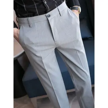 Мъжки Моден Костюм, Панталон, Корейски Ежедневни Дълги Панталони, Мъжки Бизнес Офис Улични Костюми, Ежедневни Свободни Обикновена Панталони A122