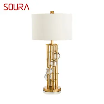 Настолна лампа SOURA Nordic Crystal LED, модерен затемняющий златен настолна лампа, Креативен интериор за дома, хол, Спалня
