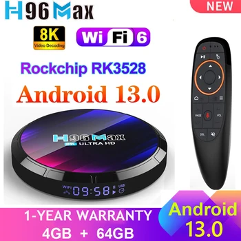НОВ H96 MAX 13 Android Smart TV Box RK3528 Четириядрен 4G 32GB 64GB 4K 8K Wifi6 2,4 G & 5G BT5.0 AV1 3D мултимедиен плейър телеприставка