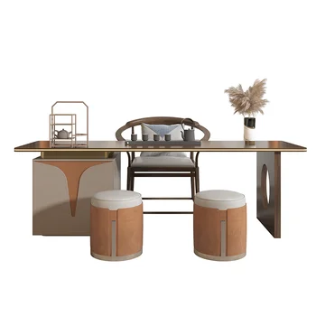 Нов комплект маси и столове в китайски стил, модерен просто домашен маса за приготвяне на чай, вградена масичка за чай на чайна стая