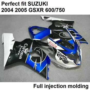 Нов мотоциклет комплект обтекателей за Suzuki injection мухъл GSXR600 k5 2004 2005 синьо черно-бял комплект обтекателей GSXR600/750 04 05 WN86