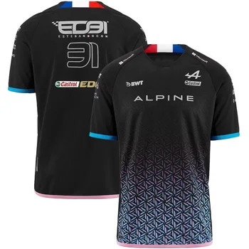 Нова тениска за състезател Team Alpine F1 3D с къси ръкави 2023 година Е удобна и дишаща ежедневието тениска с кръгло деколте.