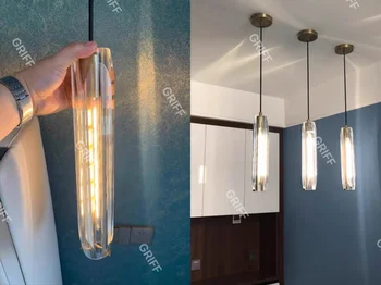 Нови led вертикални висящи лампи със златен кристал в Европа за хол, трапезария, кухня, коридор, прикроватной нощни шкафчета, спални, лампи за декорация на дома