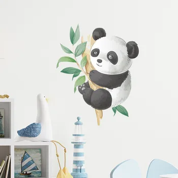 Нови продукти с безплатна доставка, стикери за стена с изображение на бамбук под формата на панда за детски стаи, декориране на детски стаи, стикери за дома