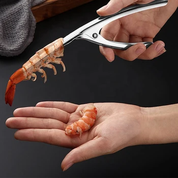 Нож за почистване на скариди от неръждаема стомана, с устройство за премахване на кора от морски дарове, нож за почистване на черупки от скариди, Кухненски уреди и Аксесоари