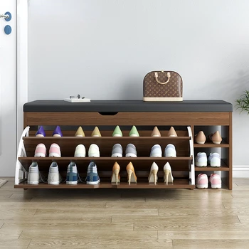 Обувные шкафове Прости шкафове за съхранение на Многослойни флип-надолу капачката Столче за преобличане обувки Дизайн чекмедже Входна пейка Мека Чанта Възглавница