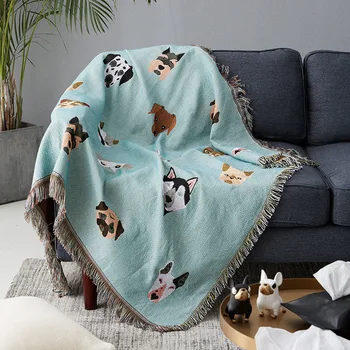 Покривалото от принтом Сладък Куче, Мултифункционален вязаное универсално одеяло, Нескользящие Одеяло, Калъф Cobertor за Пътуване на дивана-легло