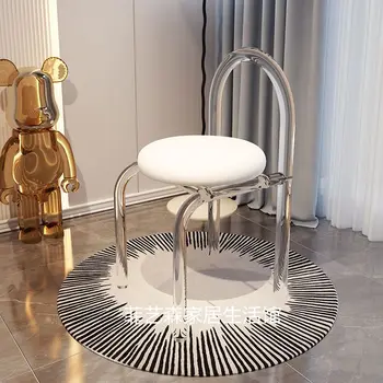 Прозрачен Кристал стол за грим, Акрилна Мебел, маса за хранене, стол с облегалка ежедневна дизайн, единични разтегателен диван-фотьойл в хола