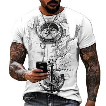 Реколта мъжка тениска Viking с 3D принтом, Лятна Тениска на Големия размер, с къс ръкав, Пуловер, Ежедневни Градинска дрехи, Мъжки Блузи, Тениски