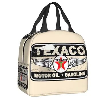 Реколта чанта за обяд с надпис Texaco за работа, училище, за еднократна употреба, за пикник, термоохладитель, изолиран обяд-бокс, дамски детска чанта-тоут