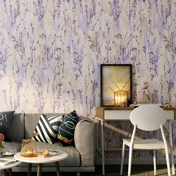 Романтична лилаво ролка тапет в скандинавски стил, цветя в стаята, пасторальный корейски цветна къща, хол, спалня, ТВ-на фона на тапети