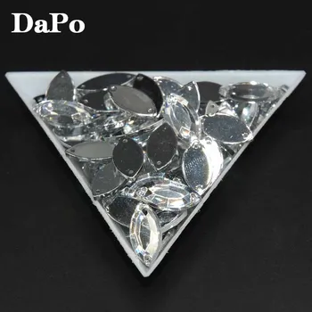 Ръчно шиене с две дупки, прозрачен Кристал, сребърна основа, планински кристал 