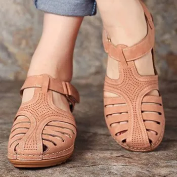 Сандали, дамски обувки, новост 2023 г., по-големи размери, дамски обувки, секси сандали без закопчалка, дамски чехли, ретро Zapatillas Muje, дамски обувки