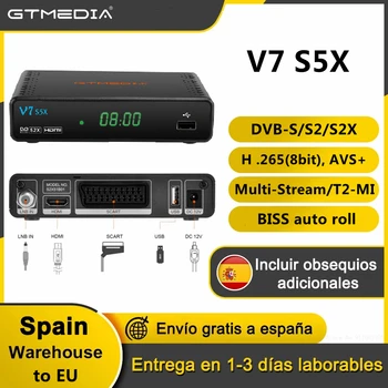 Сателитен приемник DVB-S/S2 Gtmedia V7 S5X, обновен GTmedia V7S HD с цифрово рецептор USB WIFI H. 265, без приложения, които се продават в Испания