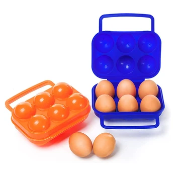 Сгъваема кутия за яйца с 6 мрежи, кухненски кутия за съхранение, Туризъм пластмасови опаковки, защита за яйца, Кутия за пикник, Кухненски принадлежности