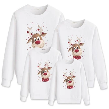 Семейни Коледни пуловери, Джърси с хубав принтом елен, пижами Навидад Фамилия, Коледно облекло за двойки еднакви комплекти за детска стая на семейството