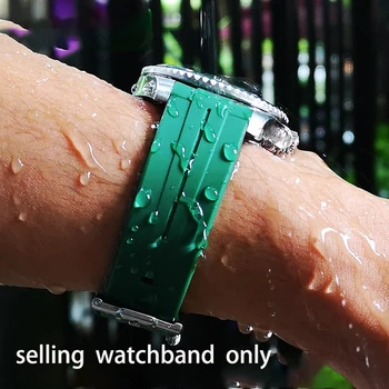 Силиконов каишка за часовник с дугообразным отвор за Rolex Black Green Water Светия diver GMT kongbaditong гумена каишка за часовник мъжки колан 20 мм