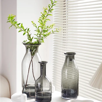 Скандинавска проста ваза с малък провлак, стъклена договореност, воден украшение