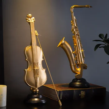 Скандинавска съвременен модел скрипичного инструмент от смола за декорация на дома, музикална статуя, скулптура, декоративни настолни аксесоари