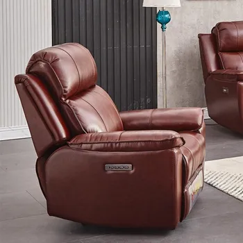 Стол-диван, мултифункционален кожен стол, фотьойл с електрически люк, хол, свободно време и развлечения, регулируема едноспален диван