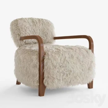 Стол за почивка от овча кожа Runxi Yeti, Стол за дневна, обитое кърпа, Кожена Мебел за дневна