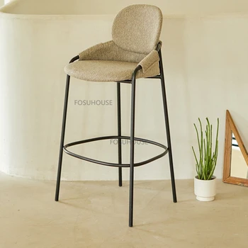 Стол от ковано желязо в скандинавски стил за бар, Мебели за хола, висок стол с высококлассным дизайн, Креативна облегалка, Битови бар столове