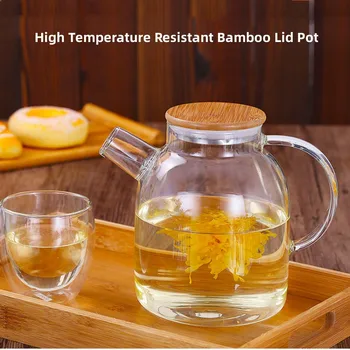 Стъклена кана с филтър, Прозрачен домакински кана за студен чай с аромат на плодове, Огнеупорни кана за гореща вода