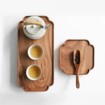 Тава за подаване на чай от масивна дървесина, многоугольная дъска за чай кунг-фу, чинии за съхранение в ресторанта на хотела, кухненски принадлежности от дърво акация