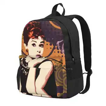 Ученически чанти Одри Хепбърн за момичета, чанти за лаптоп, пътни чанти Одри Хепбърн, филмова звезда, знаменитост, известен блясък