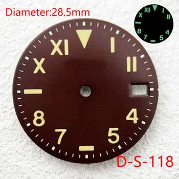 циферблат 28,5 мм, римски цифри, светлинен циферблат, приложимо към часова механизъм NH35/NH36, аксесоари за часовници, индивидуален лого