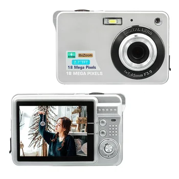 Цифров Фотоапарат 720P Камера 18MP Снимка 8-кратно Увеличение Със Защита от разклащане 2,7-инчов Голям Екран TFT, Чанта За Носене, Батерия и USB за Деца, Юноши