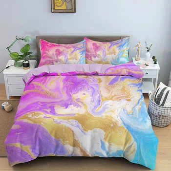 Чаршаф с мрамор фигура под формата на вълни, луксозно модно стеганое одеяло, комплект спално бельо Queen King Double Size